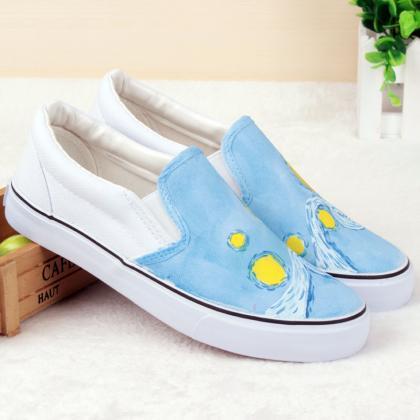 Van Gogh The Star Hand-painted Shoes, Low-top..