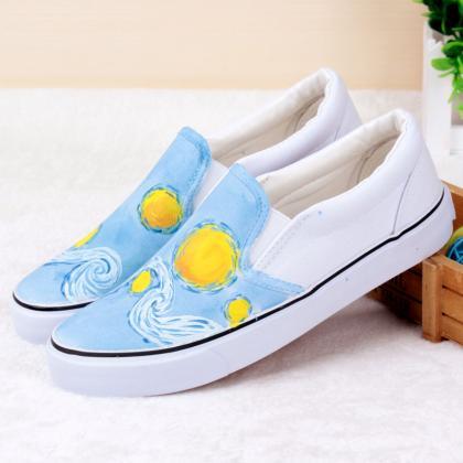 Van Gogh The Star Hand-painted Shoes, Low-top..