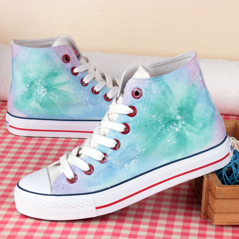 Women's Spring Autumn Hand-painted Canvas Shoes Personality Sea Female Male Graffiti Shoes