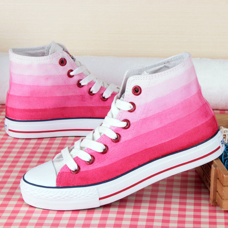 Women's Spring Autumn Hand-painted Canvas Shoes Personality Striped Female Male Graffiti Shoes